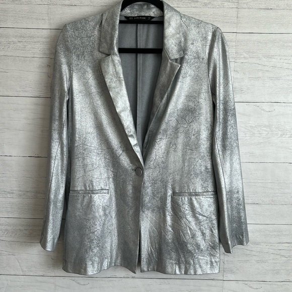 Zara Silver Suede Blazer | SIZE XS - Picture 2 of 9